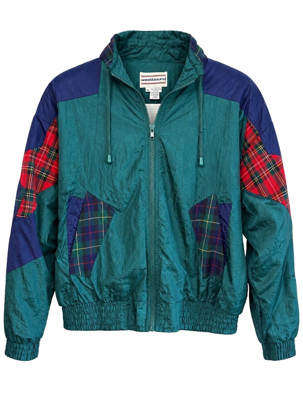 Vintage 90s Colorblock Plaid Windbreaker Jacket Petite M